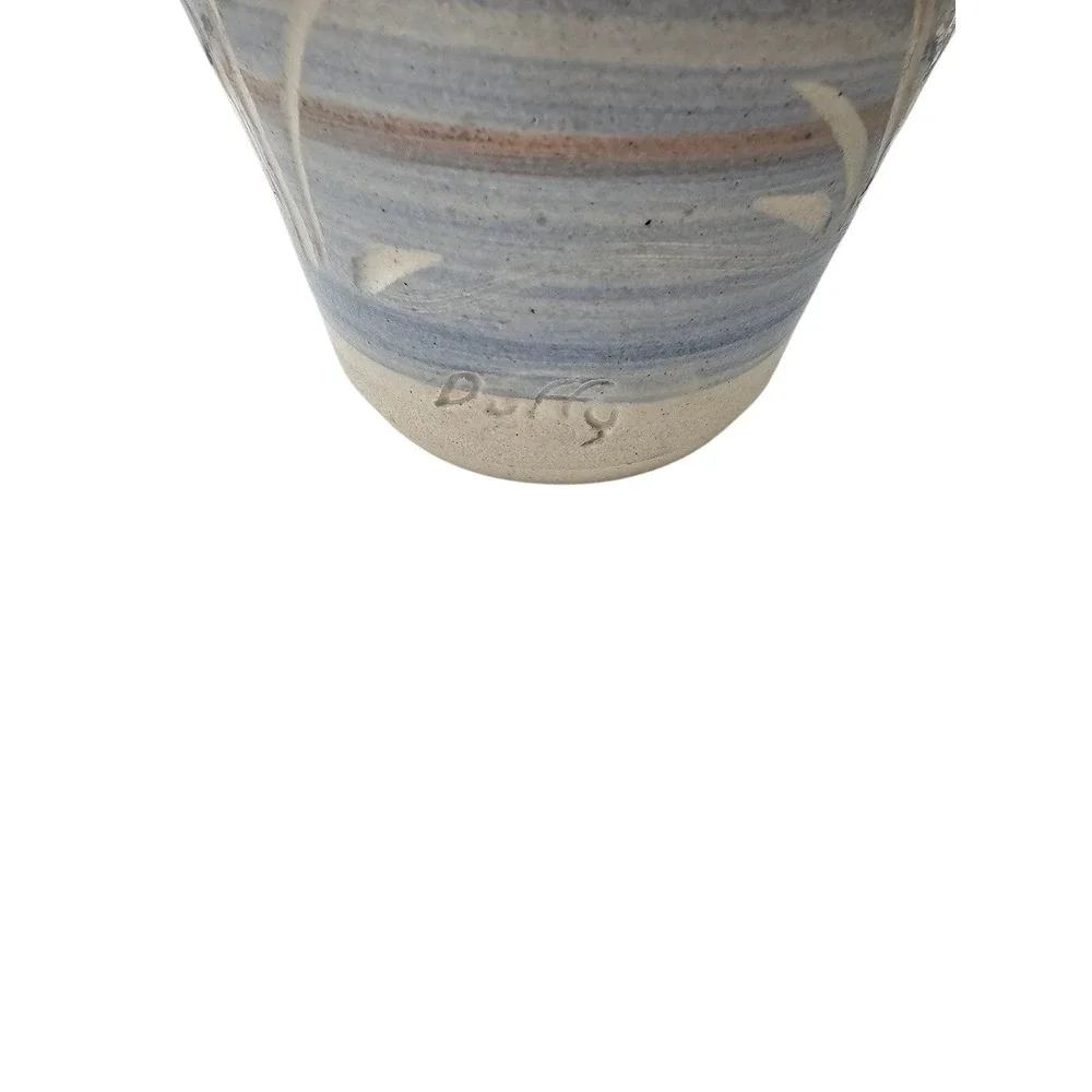 Handcrafted Vase by Duffy in a Southwestern‎ Style Features Etched Cattail Grass